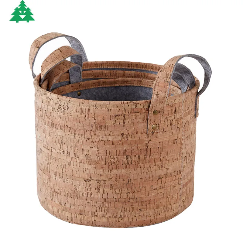 Модная корзина для хранения из фетра и пробки, корзина для хранения детских игрушек, одежды, белья
