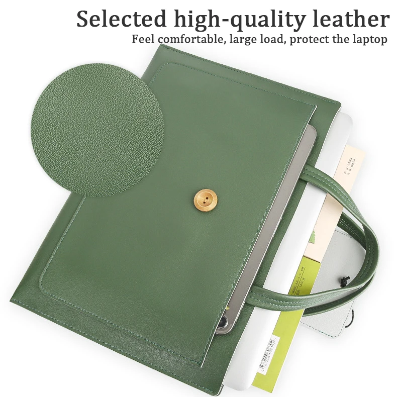 4 Pockets Soft PU Leather Laptop Bag with Custom Logo Waterproof Protector Cover Notebook Case Sleeve Protective Feature