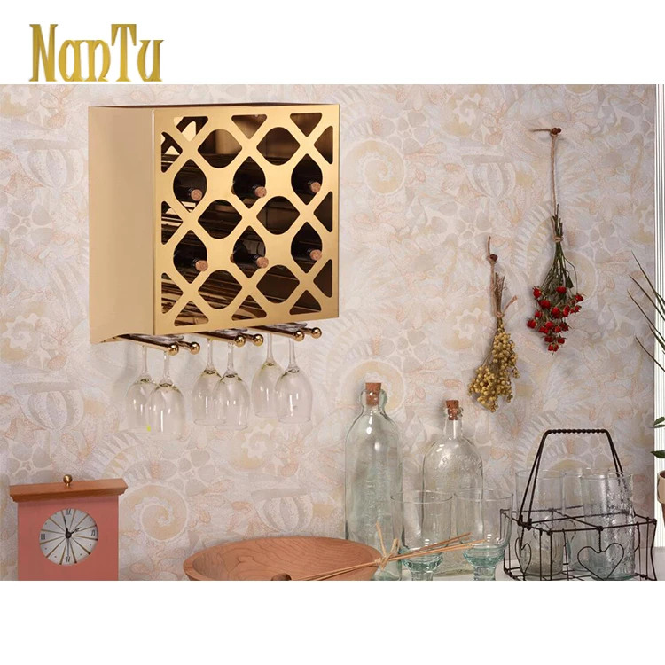 Wall Mounted Wine Rack / Wine Glasses Holder Storage Metal Wine Rack
