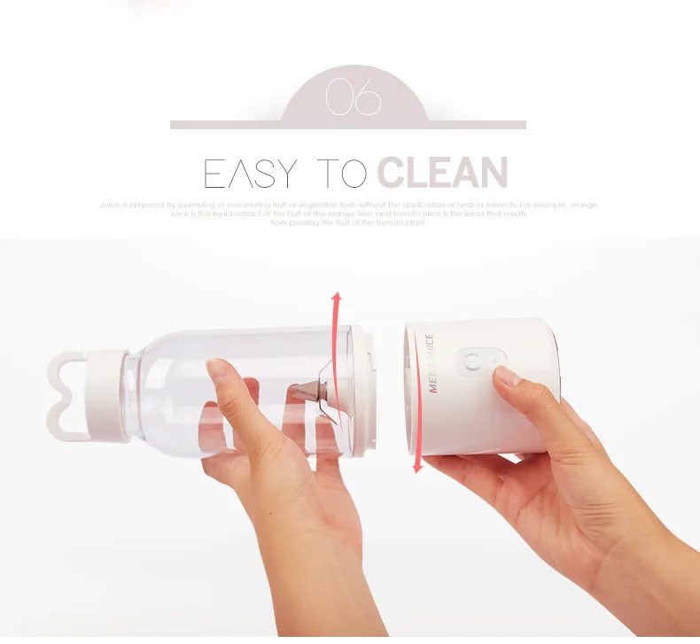 Handheld Mini Electric Plastic Juicer Bottle Mixer Squeezer USB Rechargeable Juicer