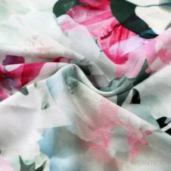 WI-J04 Custom digital polyester spandex blend herringbone silk satin floral printed fabric for dress
