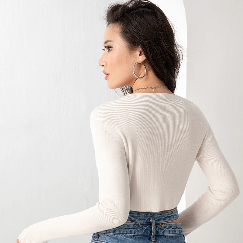seamless basic top fashion sweater women jumper custom trendy crop tops for women tshirt