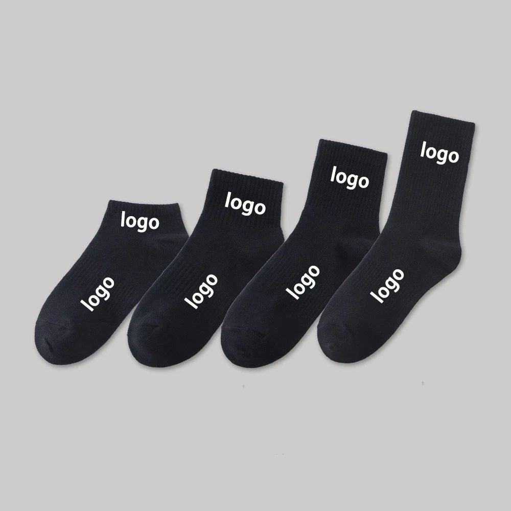 Men Cotton Socks OEM Black White Socks Custom Design Own Logo Cotton Crew Men Sport Sock Elites