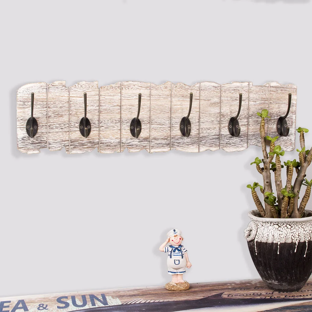 wooden Rustic Classic Style Home Wall Collection Board 5 Key Hooks Pine Plaque