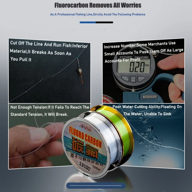 100m Fluorocarbon Fishing Line High Strength Main Sub fishing Line Fluorocarbon Linha De Pesca Monofilament Fishing Line