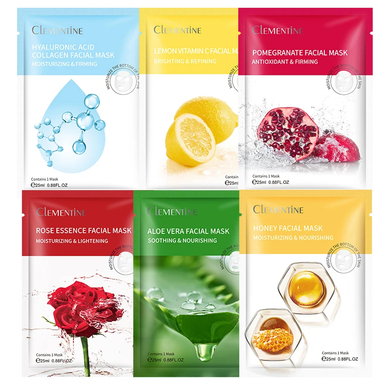 Custom Private Label Korean Whitening Moisturizing Face Maskss Fruit Beauty Face Mask sheet Sheetmask Skin Care Facial Mask
