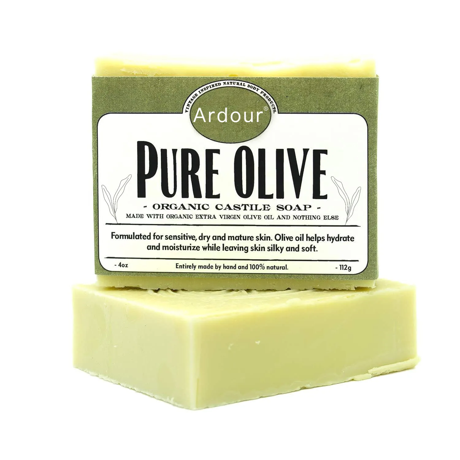 Pure Olive Soap Organic Extra Virgin Olive Oil Castile Soap for super Sensitive Mature Skin Hypoallergenic Moisturizes Anti