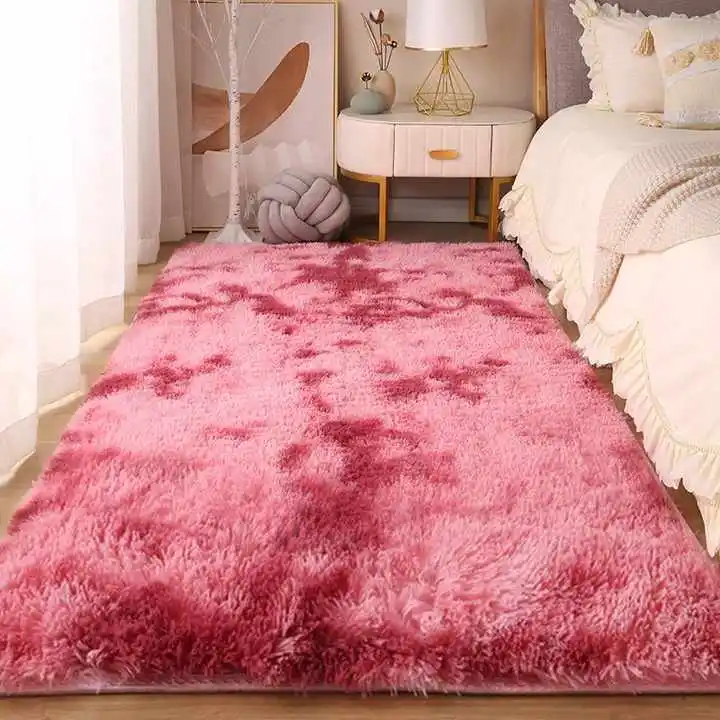 Hot Sale China Factory Ins Style Custom Soft Mat Different Solid Tie-dyed Color Plush Rug Living Room Fluffy Carpet