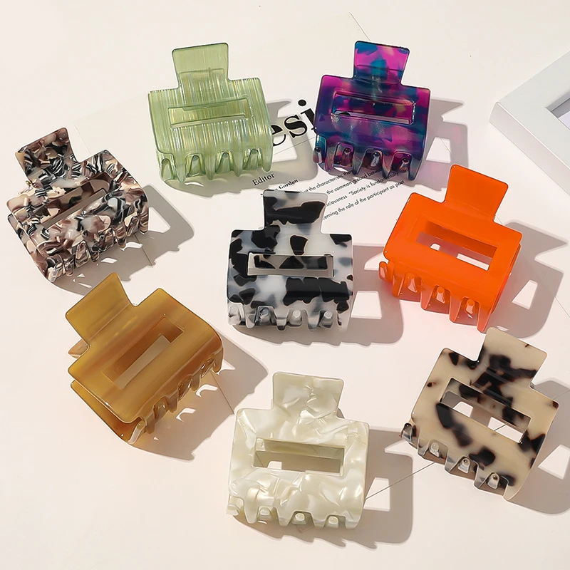 wholesale mini hair claw clips custom leopard print hair banana barrettes acrylic acetate hair claw clips