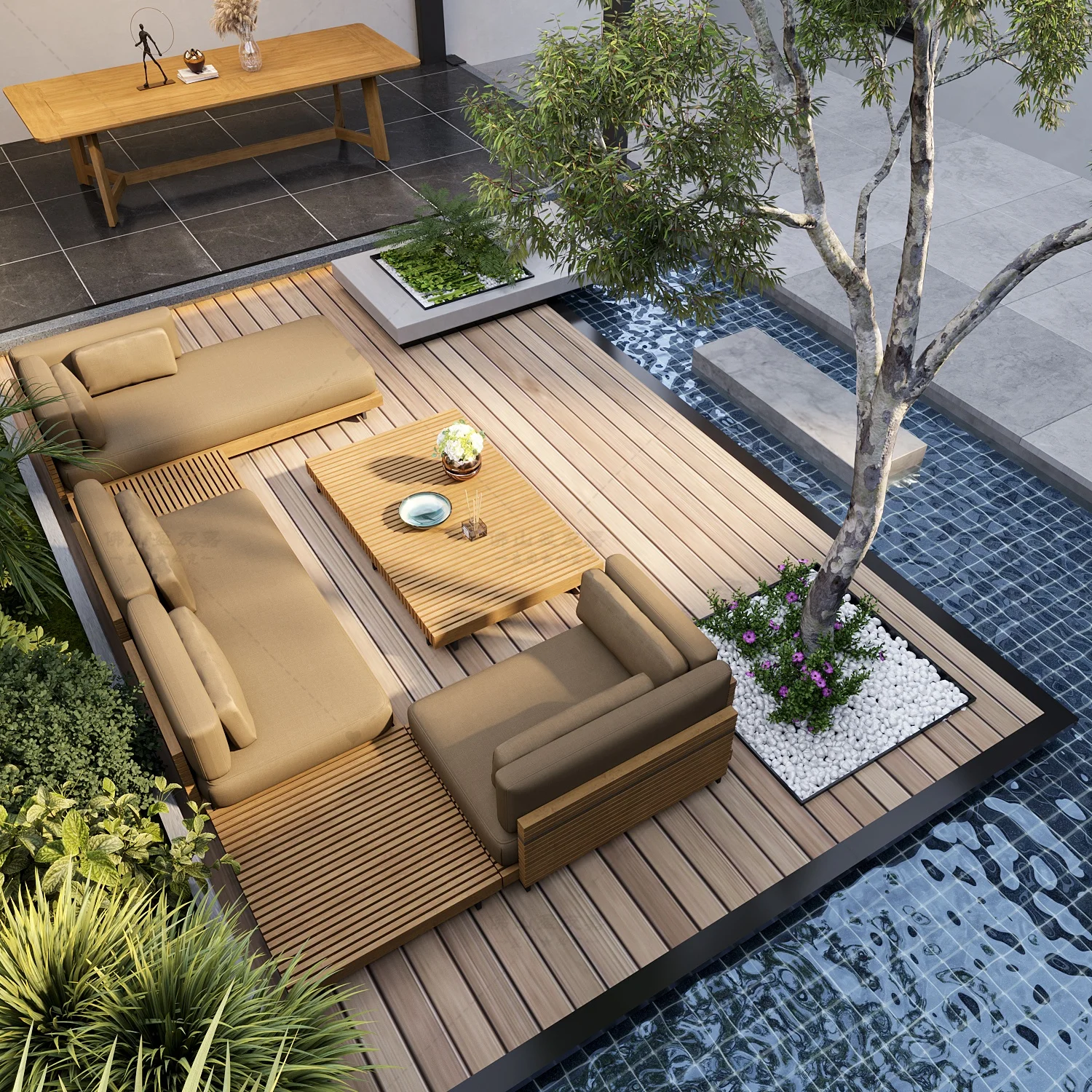 Hot Selling Luxury Garden Furniture Outdoor Teak Wooden Sofa set Factory Customized Patio Furniture