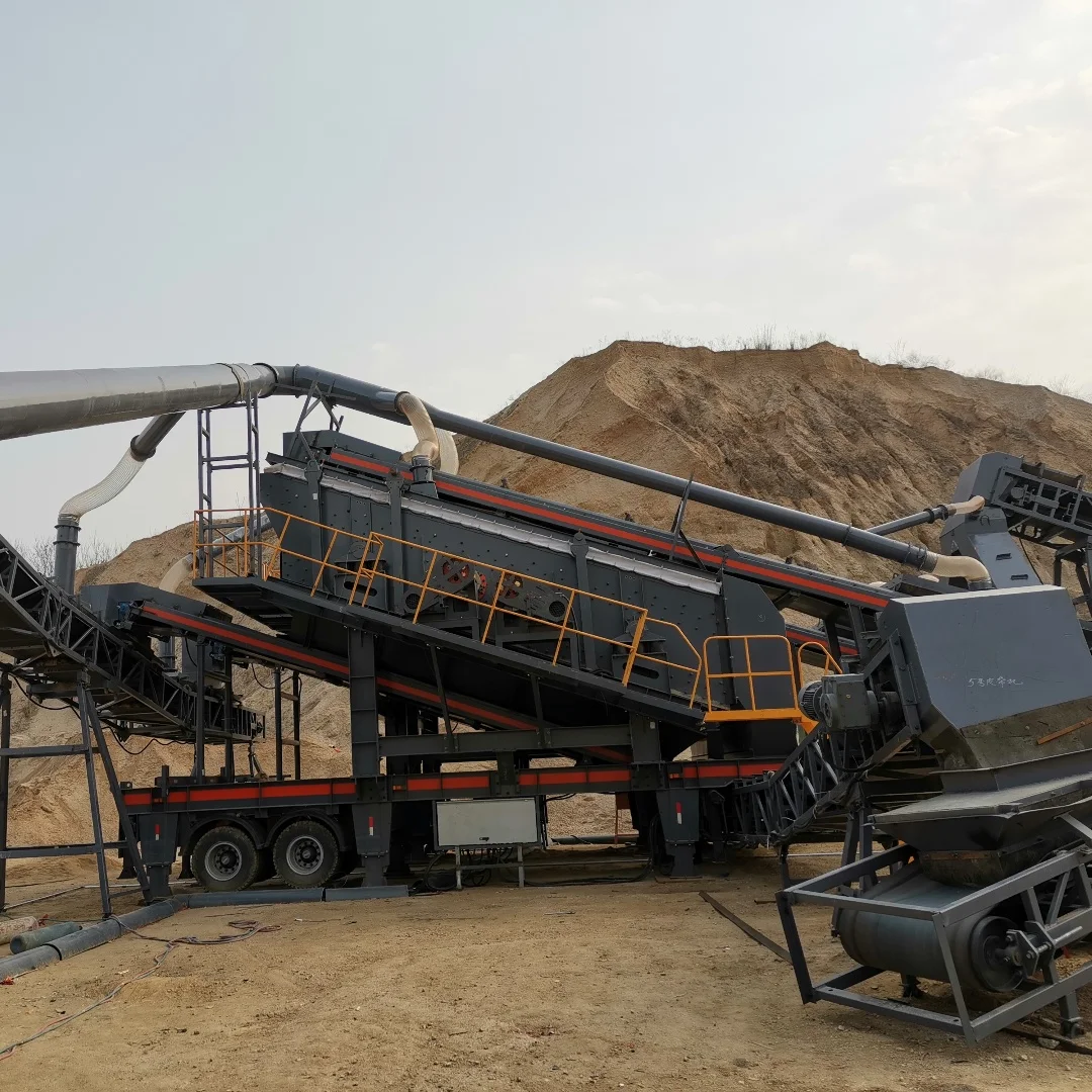 Mining Gold Ore Gravel Stone Vibrating Screen Machine Price Wheel Mounted Thin Oil Lubrication