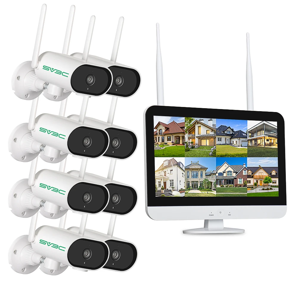 HD 3MP 8 Channel H.265 Wireless NVR Kit 5MP LCD Monitor  8CH Home Video Surveillance CCTV Cameras System