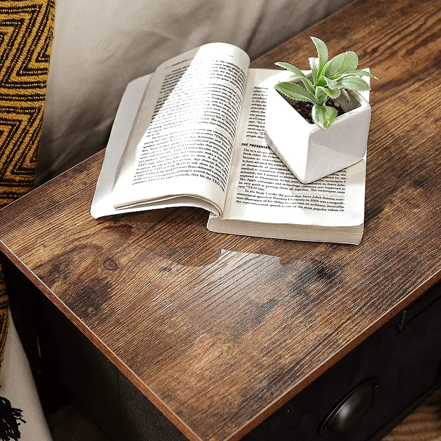 Closet Storage Dresser, 6 Fabric Drawers and Metal Frame with Handles, Rustic Brown