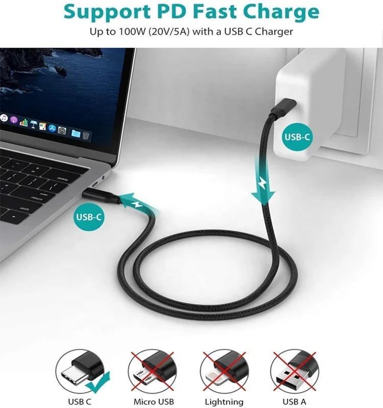 Зарядное устройство C3.1 Gen 2 100 Вт 10 Гбит штекер Usb-c высокое качество быстрая зарядка Usb Pd 18 60 для ноутбука кабель типа C 5a