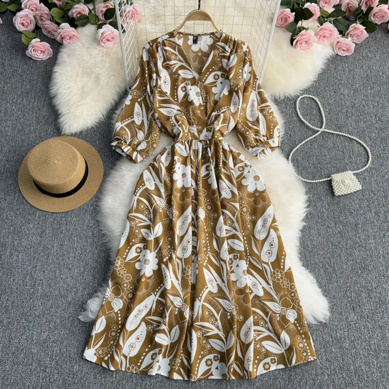 Summer Boho Maxi Dress Women Long Floral Party Dress Ladies Bohemian V Neck Floor Length Dresses