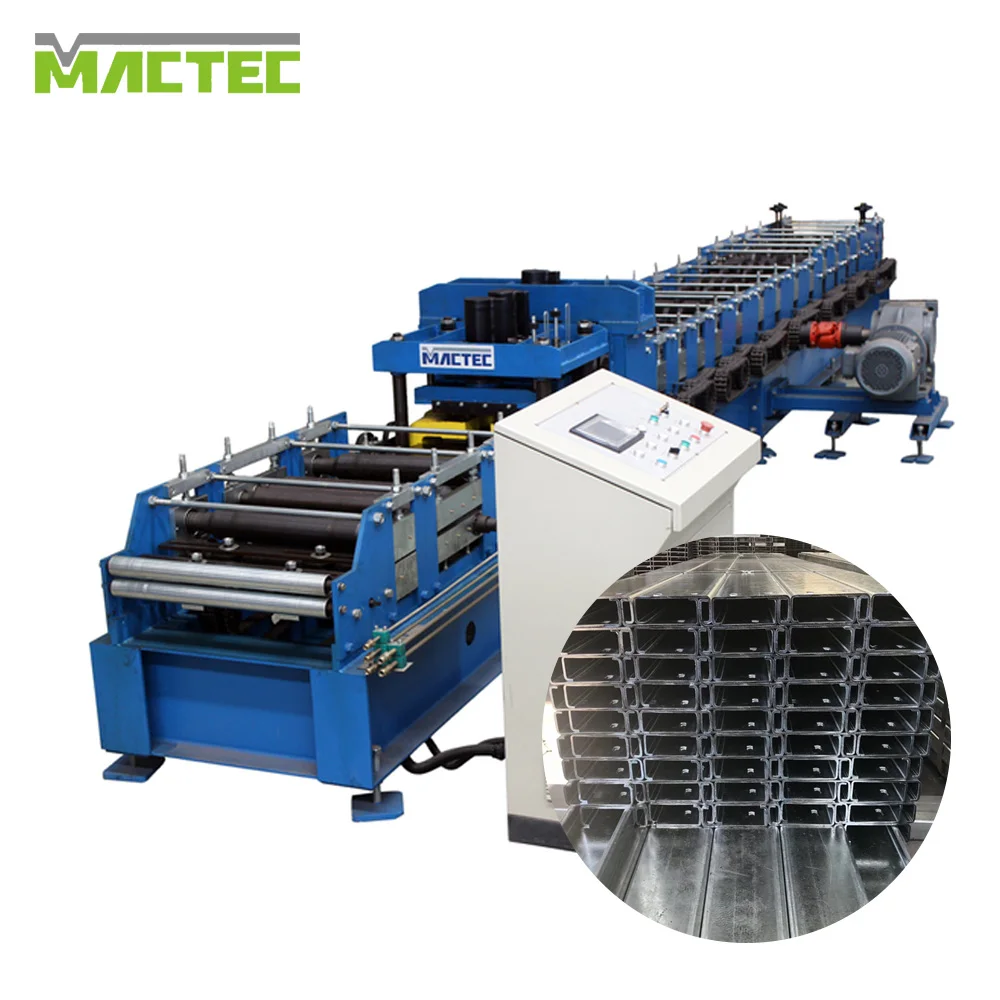 Roll Forming Machine Purlins Fully All Size Rollers Uw Cw Punching Steel Track Channel Automatic C Purline Machine