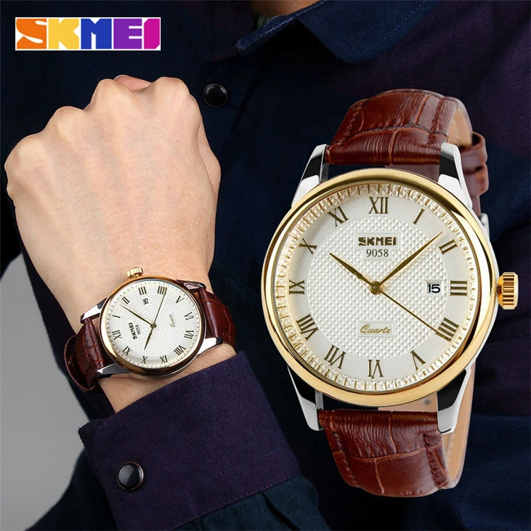 2021 SKMEI 9058 brand watches men quartz business fashion casual watch date women lover couple 30m waterproof wristwatches