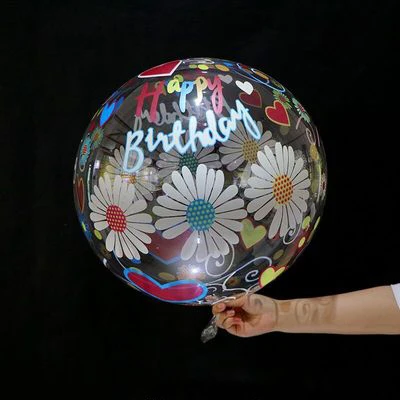 Transparent Happy Birthday Bobo Ball Fashion Round Bobo Balloon Indoor and Outdoor Birthday Party Decoration