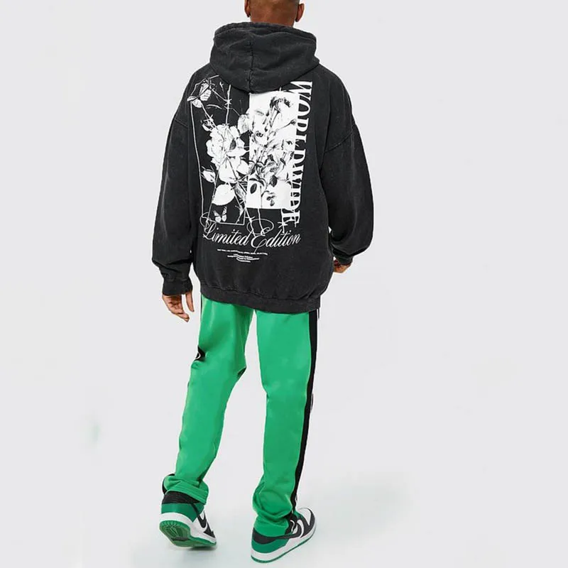 Polyester Loose Fit Man Hiphop Embroidered Tricot Tape Casual Custom Jogging flared Sweatpants Trousers Men Track Pants