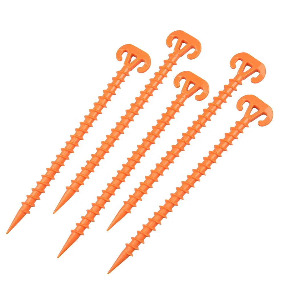 China Outdoor Camping Durable Canopy Fixed Plastic Tent Screw Pegs Nail Stakes