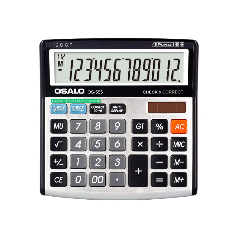 Fashion New Style Professional Electronic Calculator 12 Digits Office Solar Energy Dual Power Supply Calculating Machine