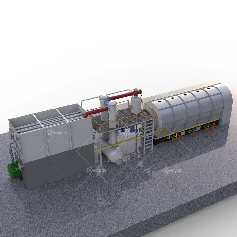 Tyre Cracking Furnace Pyrolysis Plastic Recycling System For Fuel Oil And Carbon Black