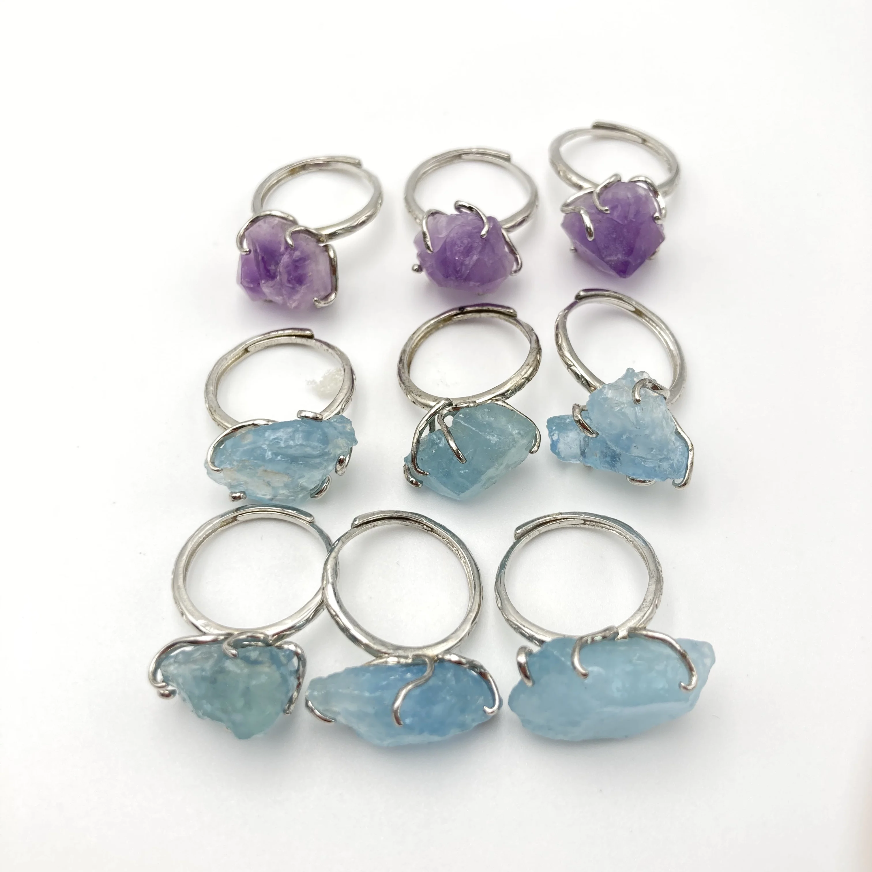 Lucky Blue treasure original stone craft amethyst polishing carving popular crystal ring