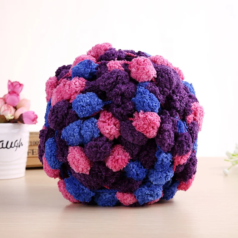 Fancy Pom Ball Yarn 2017 Factory 100 Polyester for Hot