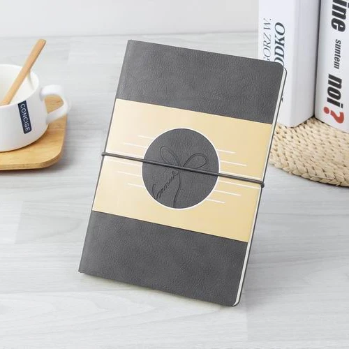 Custom logo A5 PU leather travel notebook with elastic band