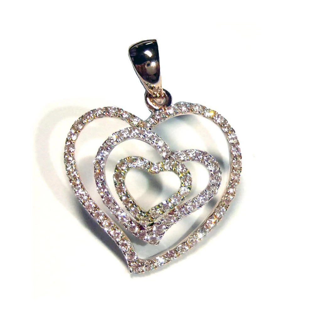China Hong Kong Manufacturer Classic Fashionable Design Customizable 18k Tri Colour Heart Shape Natural Diamond Pendant For Gift