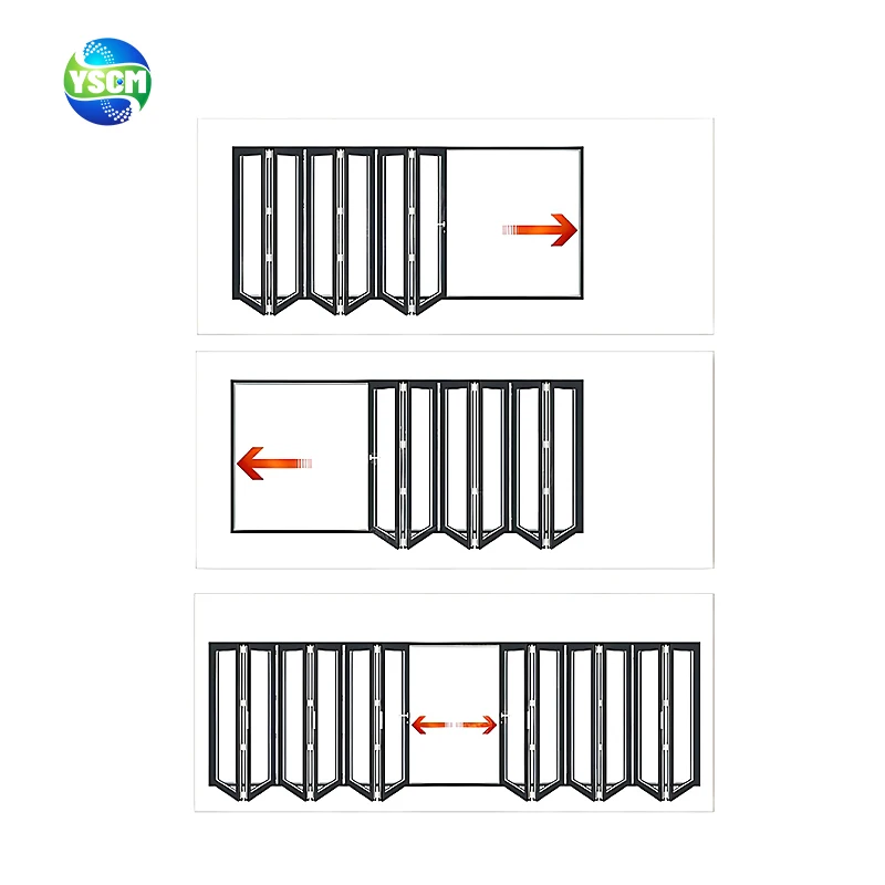 European and American style standard sound insulation system movable frameless folding glass door double folding door
