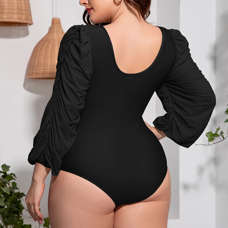 Женские слитные купальники Ladymate ODM/OEM на шнуровке с глубоким V-образным вырезом большие размеры