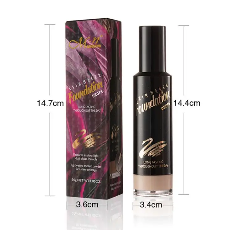 Refill makeup liquid foundation organic private label OEM long-lasting natural concealer 4 shades dark Dropper foundation