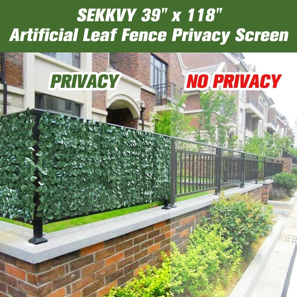 1x3M Artificial Leaf Hedge Screen Privacy Wall Cover for Garden Outdoor Indoor Backyard Decor Artificial Plants Fence Screening
