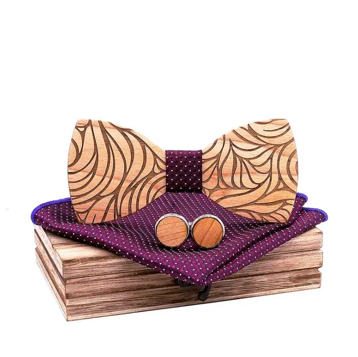 Новый продукт галстук-бабочка из массива дерева с цветочным узором мужской трендовый Деревянный костюм