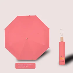 Dilee Japanese Design aluminum fiberglass frame Wood Handle Titanium Silver Coating uv cut Sunscreen Customized fold Umbrella