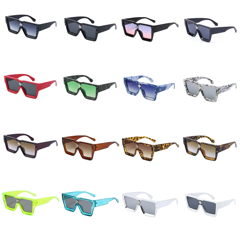 Z1485E New Vintage Men White Sunglasses Luxury One-piece Plastics Women Sunglasses Square