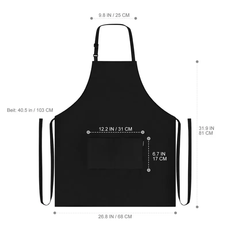 Custom Logo Women Men Unisex Cotton Polyester Waterproof Black Chef Kitchen Apron Restaurants Cooking Aprons