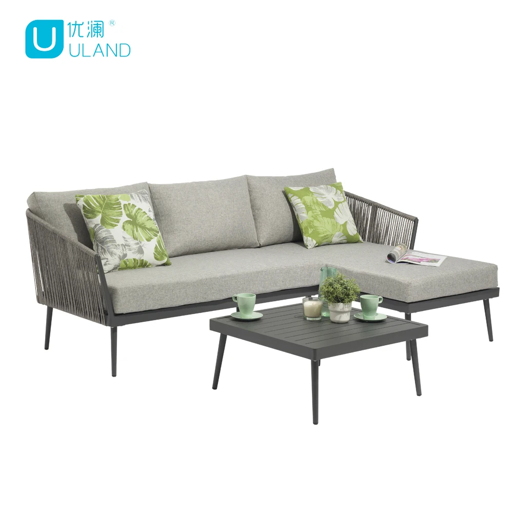 Uland Rattan Patio PE Wicker Furniture Set Outdoor Black Rattan Conversation Seat Couch Sofa Chair Set