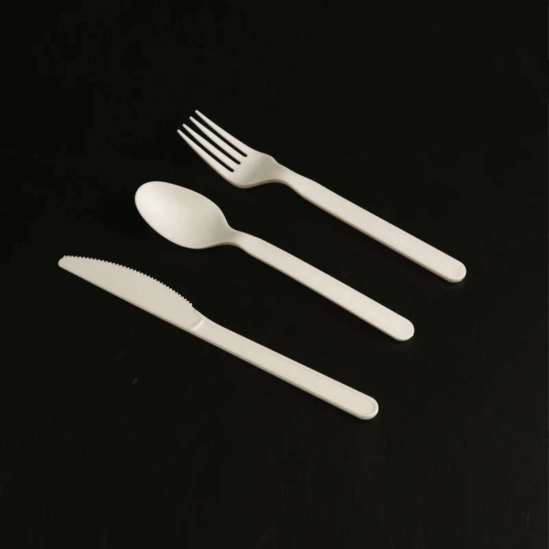ECO Friendly Disposable Bio Cornstarch PLA Wheat Straw CPLA Biodegradable 100% Compostable Cutlery Set