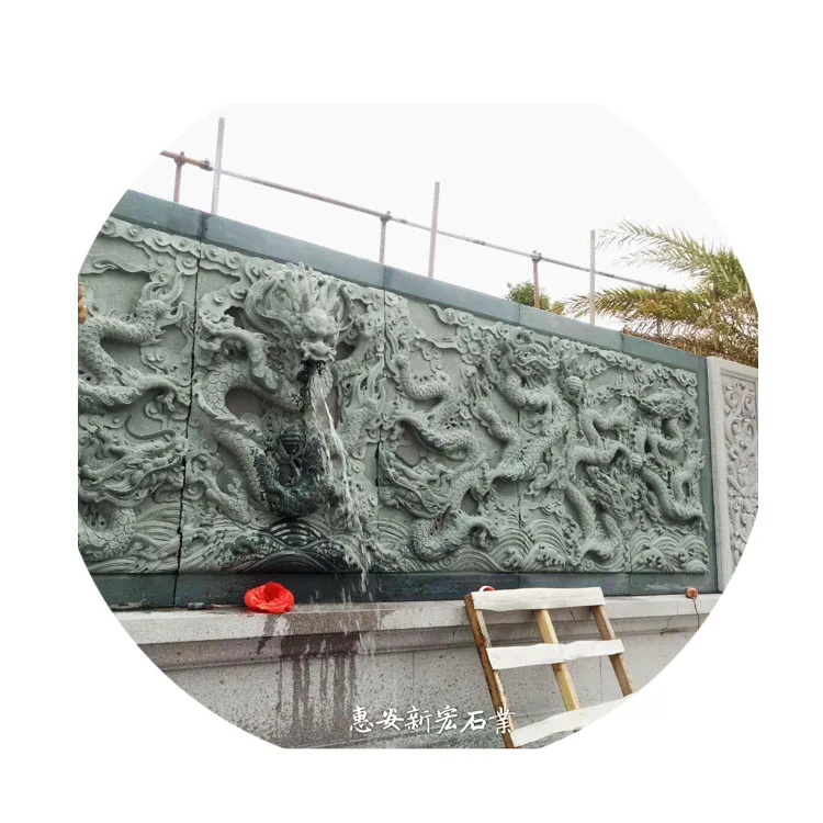 
 Оптовая продажа, китайские уличные садовые декоративные статуи из натурального зеленого гранита, резьба по дракону, дизайн скульптур на стене   (1988071879)