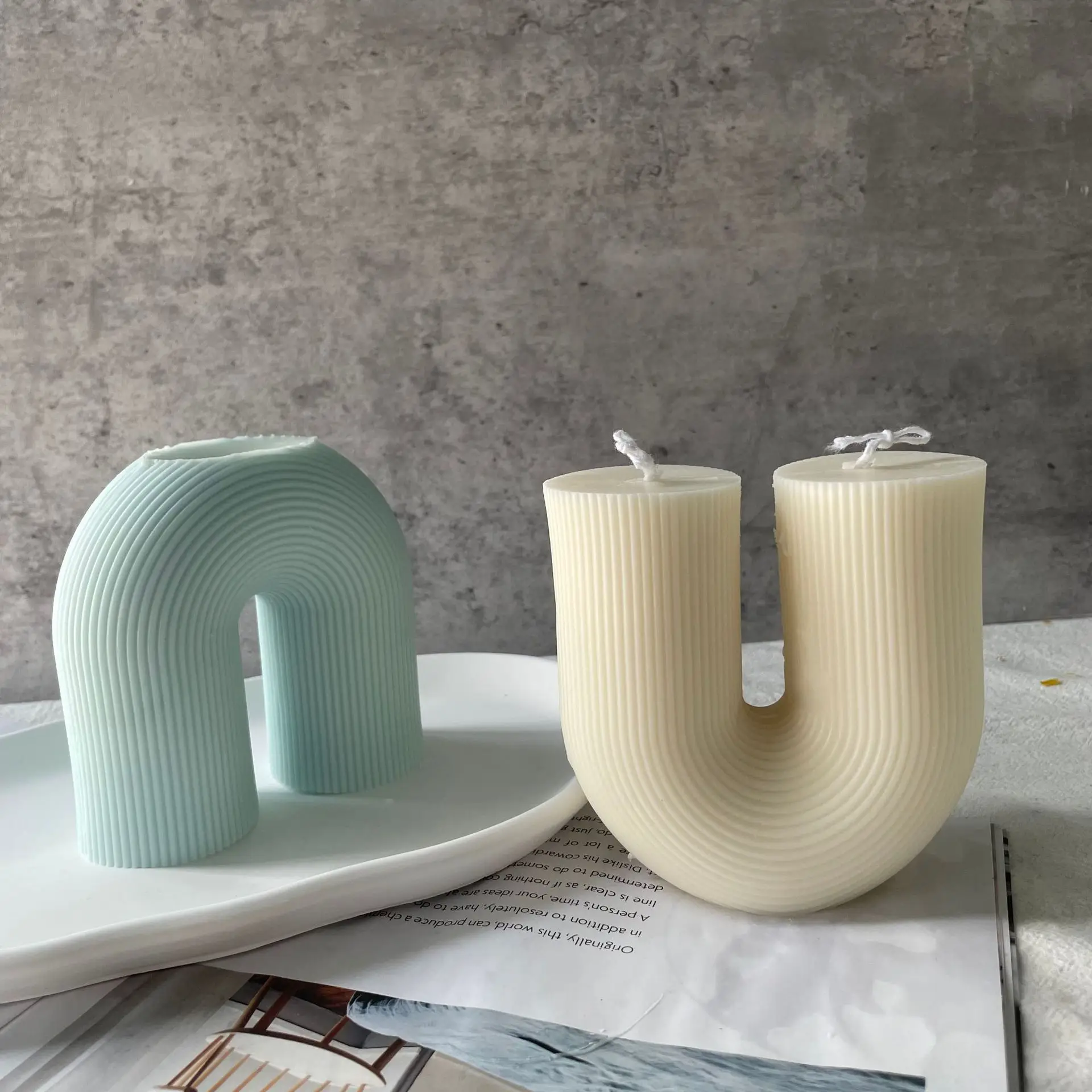 U Shape Resin Molds for Aromatherapy Candles DIY Casting Epoxy Mold for Soap,Candle, Chocolate, Plaster or Art Festive Crafts