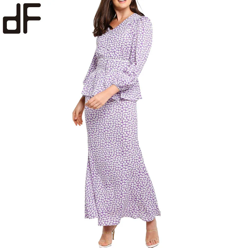 OEM Гуанчжоу завод по индивидуальному заказу мусульманский хлопок Baju Kurung 2022 блузка с цветочным принтом и длинные юбки Indonesia