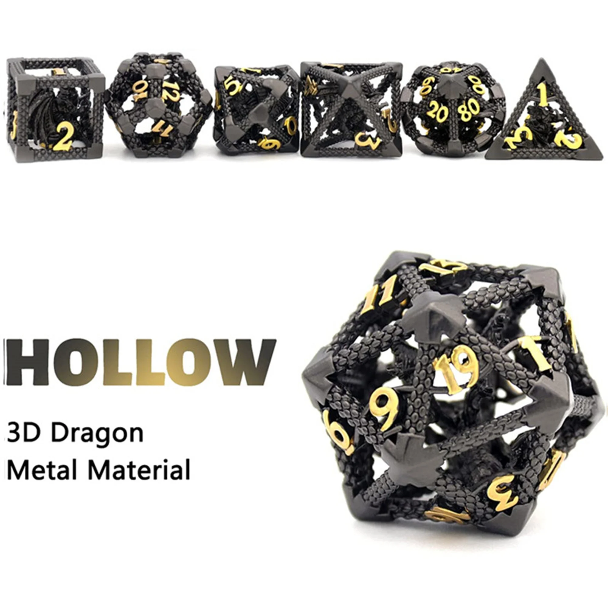 MINI PLANET DND Dice Set 3D Flying Dragon Metal Polyhedral Dice For TRPG Dungeons&Dragons Game Wholesale Custom DND Dice Metal