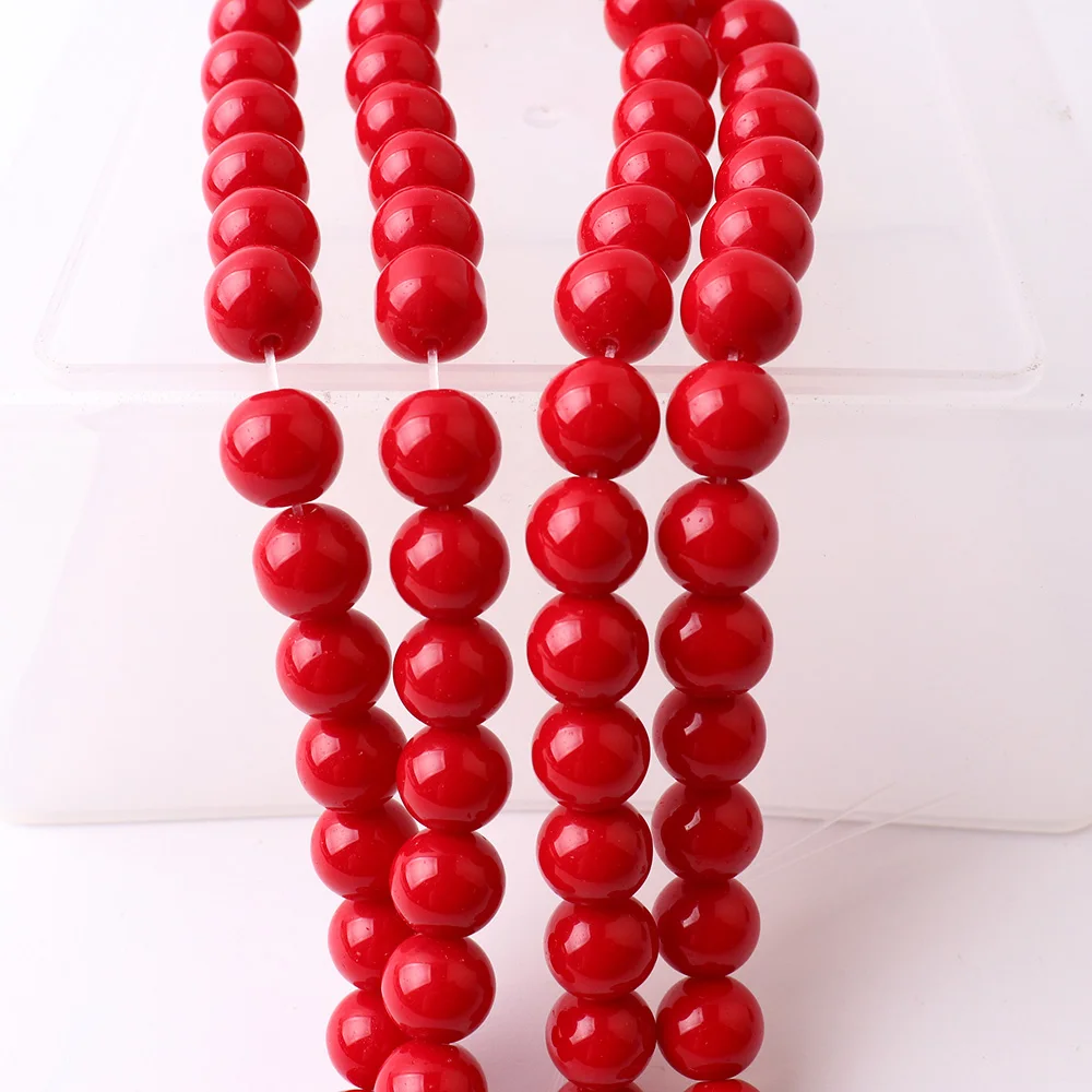 Wholesale 6mm 8mm 10mm 12mm Chinese Red Glass beads Unique Board Beads Jade Beads For Jewelry Making