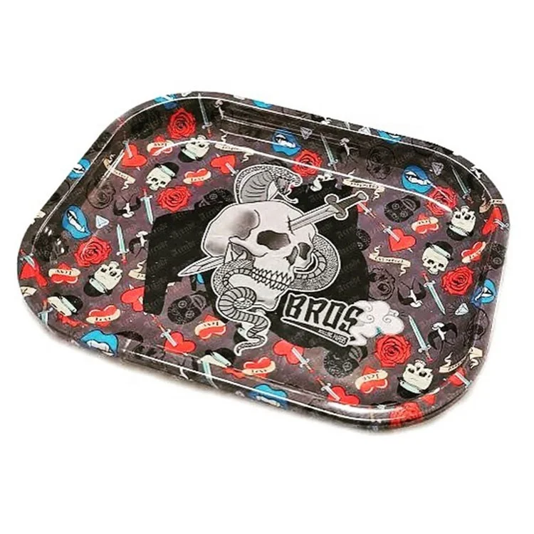 Custom Printed Smoking Tin Trays Wholesale Metal Tobacco Tin Rollers for Accessories