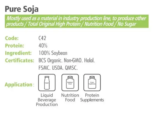 Pure Soya Bean Powder C42 with ISO, Halal, BCS certificate in Bulk Package with high protein