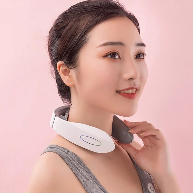Tens low frequency pulse heating cervical massage wireless 4D deep tissue shiatsu vibration smart neck massager with 6 modes