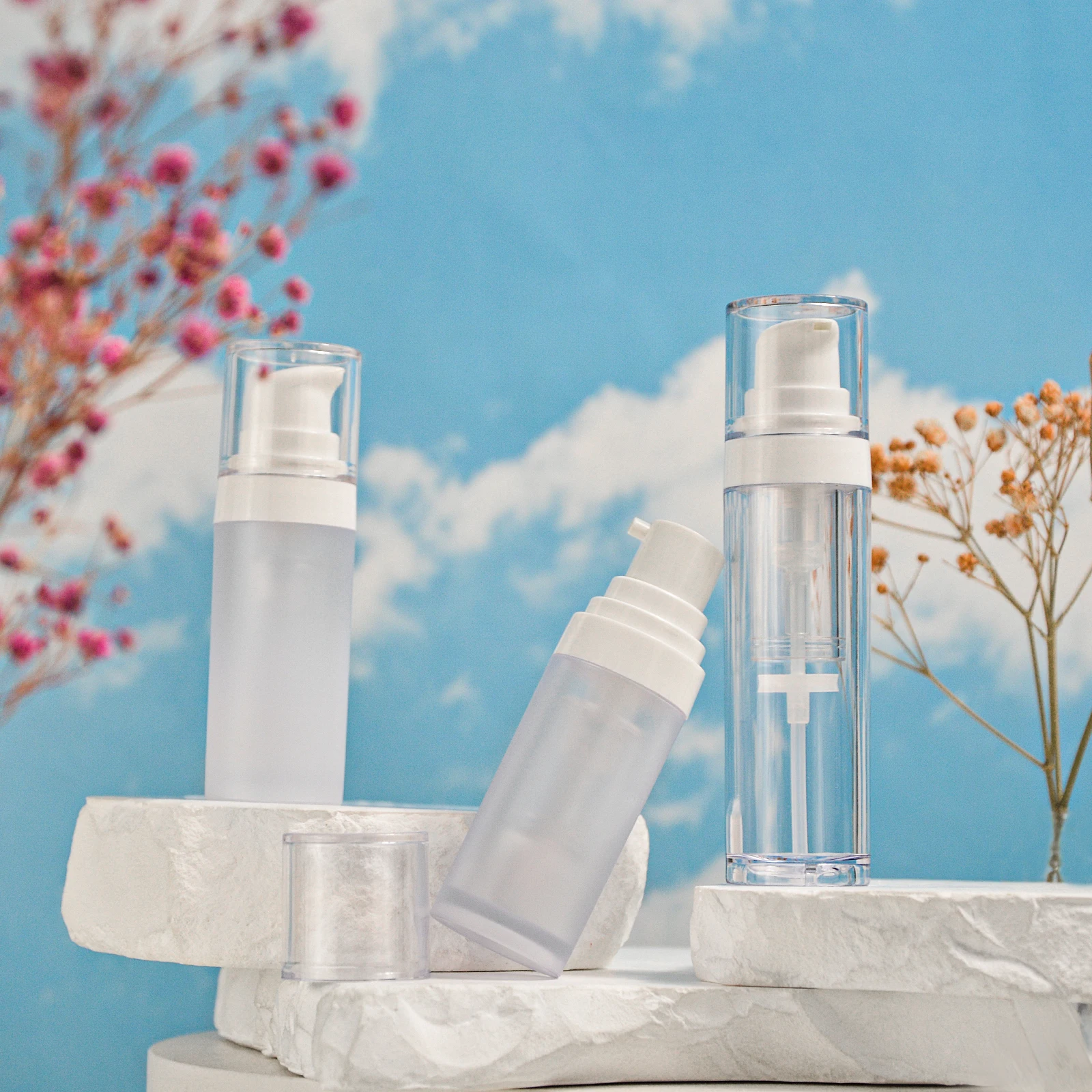 Double Chamber Bottle Powder Oil Mixing Bottle With Pump Water Powder Separation Freeze-dried Powder Two-in-one Mixing Bottle