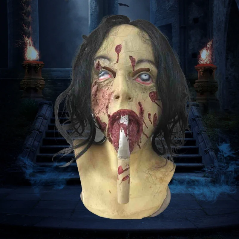 Scary Momo Mask Creepy Halloween Latex Mask Cosplay Costume Accessories for Adult
